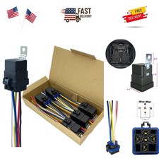 5 Pack 40/30 AMP 12V DC Waterproof Relay Kit with Heavy-Duty Pigtail, 5-PIN S...