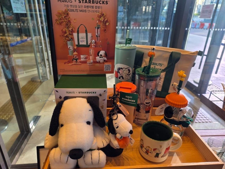 Starbucks korea 2026 Peanuts cold cup mug tumbler glass keyring doll pin set