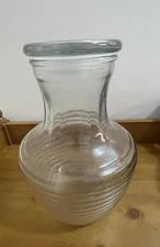 Vintage Anchor Hocking Clear Glass Ribbed Bee Hive Juice Carafe with Lid EUC