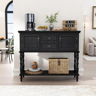 Console Table with 2 Drawers Entryway Table with 2 Door Cabinets & Storage Shelf