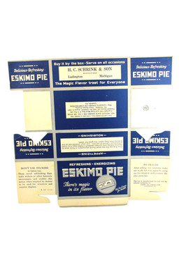RARE Eskimo Pie Box Ice Cream Carton Empty Cardboard 1921 Ludington Michigan NOS