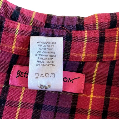 Betsey Johnson Intimates Plaid Cotton Sleep Shirt S Cozy Comfort Ruffles - Picture 7 of 9