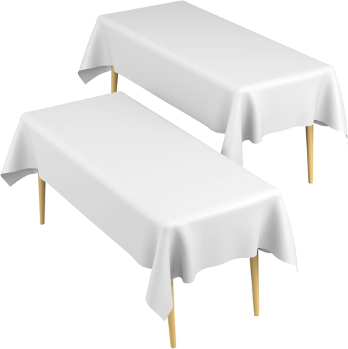 White Tablecloth, Table Cloth Rectangle Table White Plastic Tablecloth Disposabl