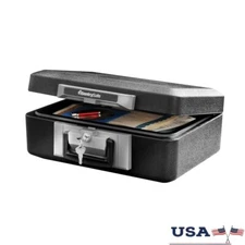 Fire Resistant Safe Box W/ Key Lock 0.25 Cu Ft Digital Media Protection Durable