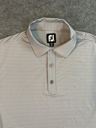 Footjoy Polo Camicia Uomo Grande Grigio Righe Golf Atletica Elasticizzata Performance FJ - Foto 2 di 10