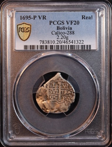 1695-P Bolivien Silber Cob One Real - PCGS SS20 - "Herzförmig!" Kolonial Spanien! - Bild 1 von 8