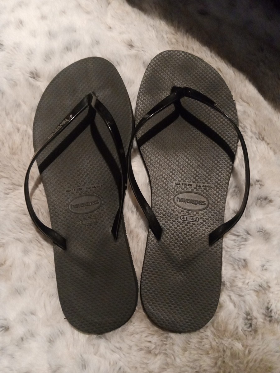 HAVAIANAS Women's You METALLIC SANDALS BLACK Size 11/12 SUMMER