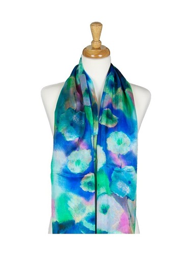 AamiraA Colorful Flowers Mulberry Chiffon Silk Stole Women Scarf Free Shipping - Picture 2 of 5