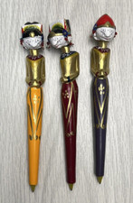 3 Vintage Wayang Golek Indonesian Hand Painted Carved Wood Pen Puppets