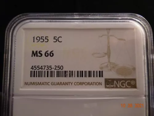 1955 Jefferson Nickel, NGC MS66
