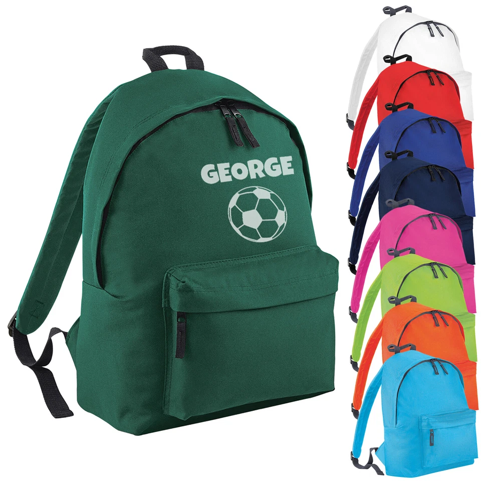 MERCH KINGDOM Personalised Name Football Backpack Kids Boys Girls School Nursery Bag Rucksack
