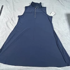 Ivy Lane Women's XXL Navy Sleeveless Zip-Front A-Line Mod Chic Dress
