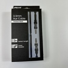 Pilot 3.5mm Braided Mesh Aux Cable, Black  CA-4524E-AX  Free Shipping