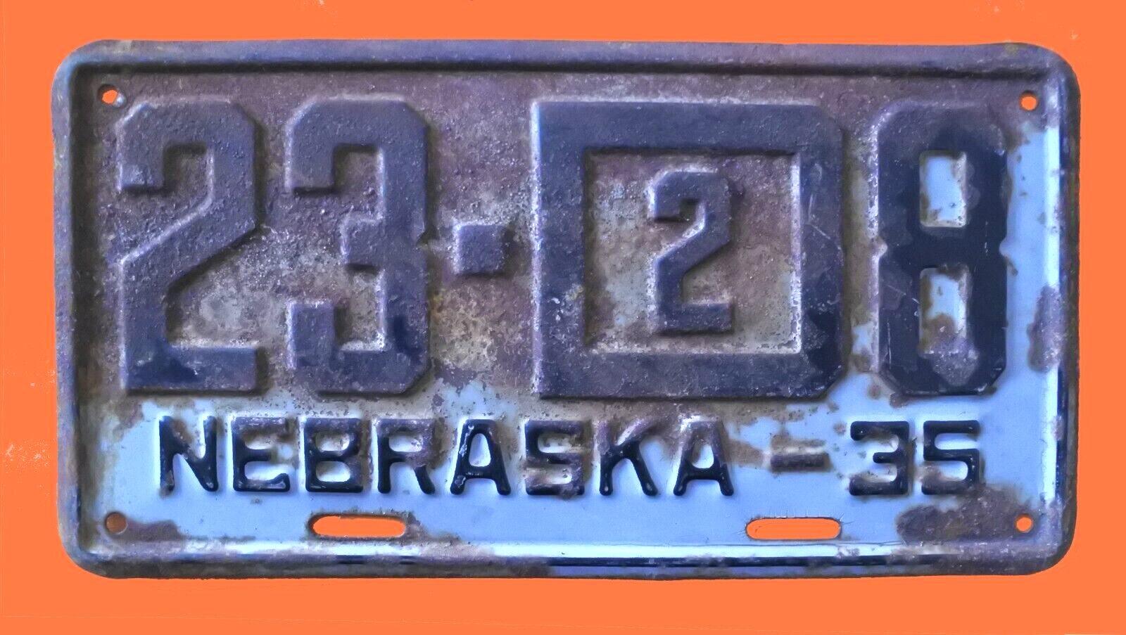 RARE! 1935 NEBRASKA AUTO NEW USED CAR DEALER LICENSE PLATE " 23 2 8
