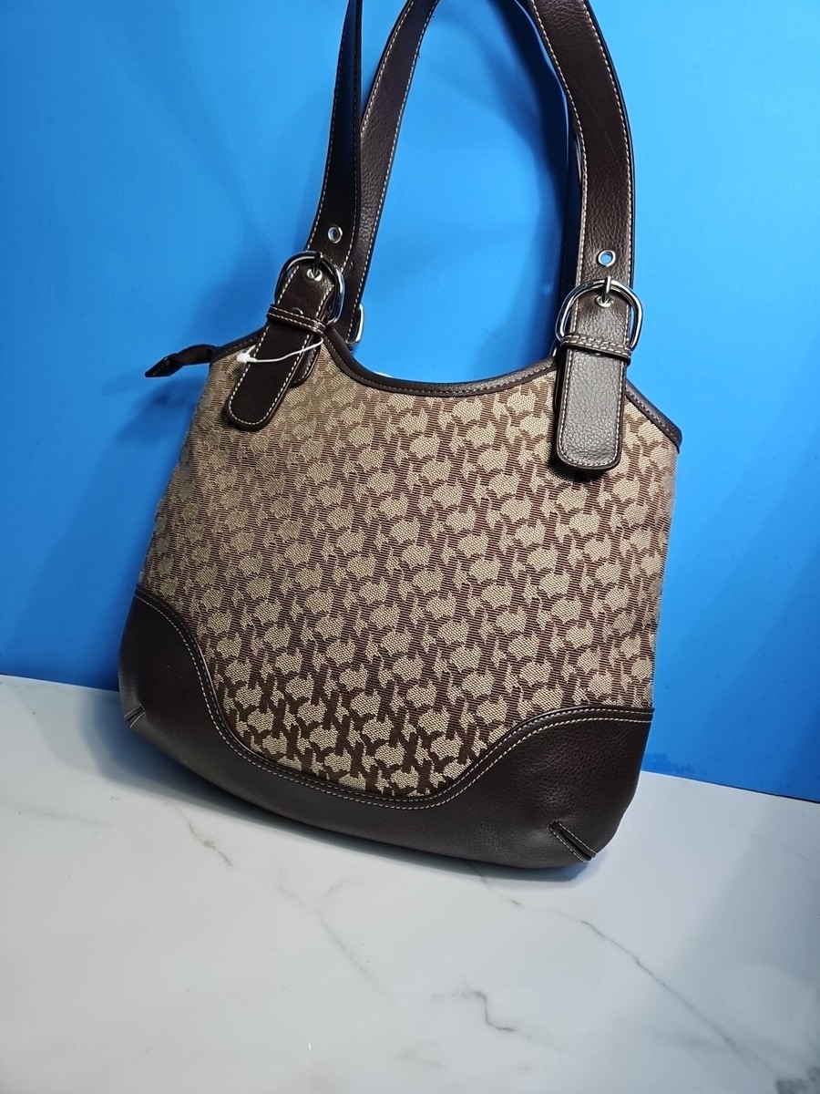 New York And Company Brown Text Monogram Signature Printed