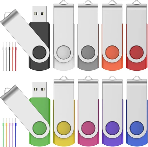 10 Pièce Clés USB 2 Go Rotatif Clef USB 2Go Lot de 10 PenDrives Lecteur Flash...