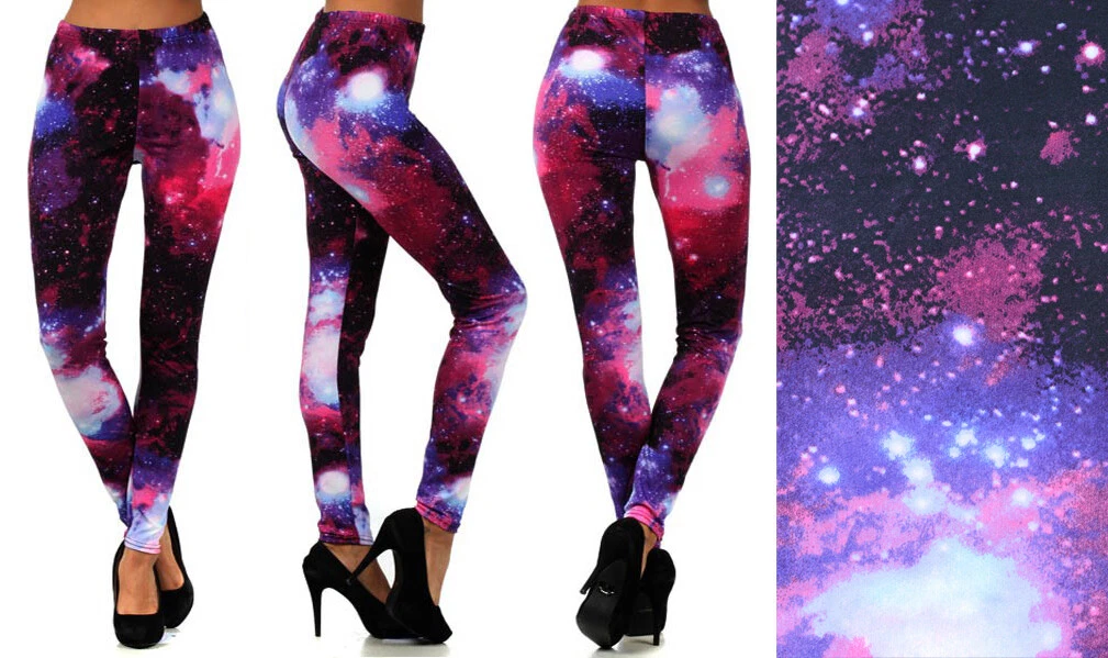 Womens Leggings BLUE PINK PURPLE COSMIC GALAXY SPACE MILKY WAY One Size S-M