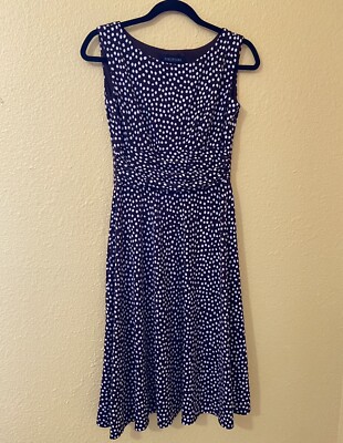 Percetions Petite Dress Women's 6P Petite Brown White Polka Dot