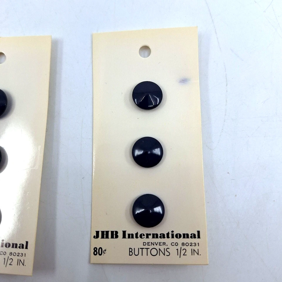 Navy Blue Plastic BUTTONS Shank 1/2" 2 Packs of 3 JHB International 45392 VTG - Image 3 of 4