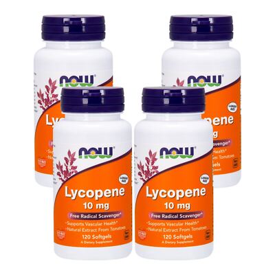 4 x NOW FOODS Lycopene 10 mg 120 SGs Antioxidant Natural Tomato Extract