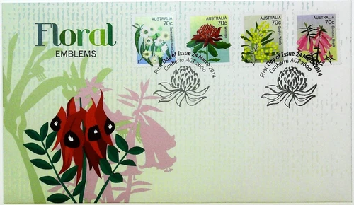 2014 FDC Australia. State Floral Emblems. P&S. Pict.FDI "CANBERRA"