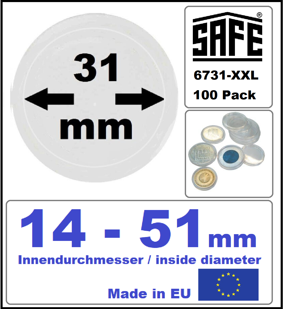 Capsule Per Monete In Plastica Da Mezzo Dollaro - Supporti Da 30,6 Mm Per Monete - Confezione Da 10/25/50 - Italia - Foto 8