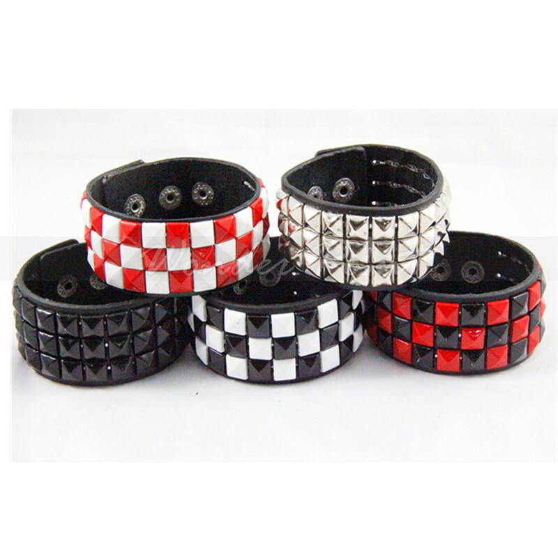 Multicolor Pyramid Rockabilly Punk Metal Leather Bracelet Multicolor Pyramid Rockabilly Punk Metal Leather Bracelet