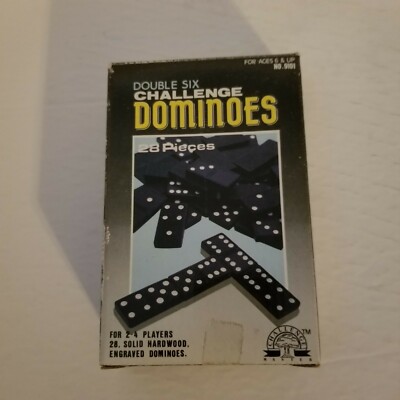 Vintage Challenge Master Domino No. 9101 Set of 28, Solid Hardwood Engraved