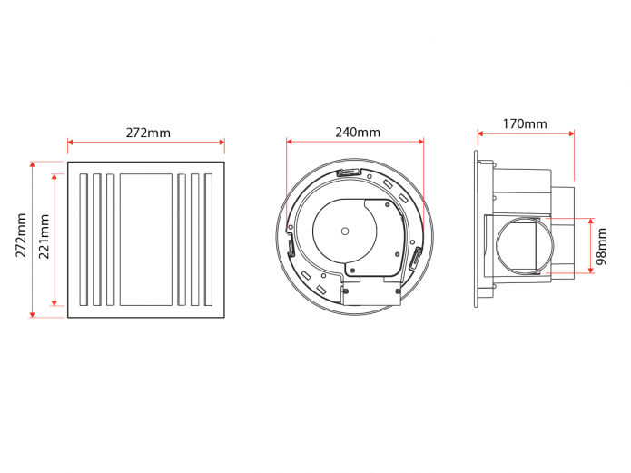 Kado LUX LED EXHAUST FAN 200mm 30W Centrifugal Motor,10W LED Panel