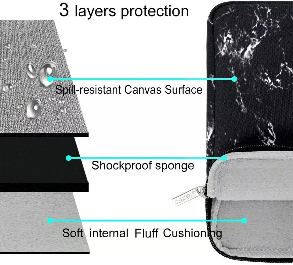 Marble Laptop Case Sleeve Design MacBook Pro MacBook Air Surface Notebook Bag - Image 3 of 4