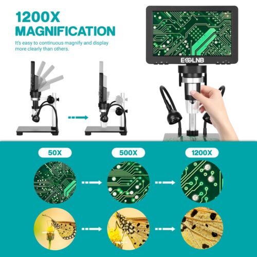 1200X Digital Microscope 7 inch LCD Microscope with 32G Card Video Camera - Picture 3 of 10