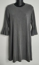 SUNDRY Gray Ruffle Sleeve Shirt Dress Size 0 XS Grey Anthropologie Lagenlook