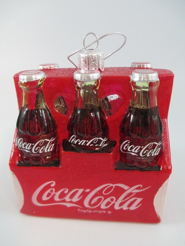 Coca-Cola Kurt Adler Vidrio Brillo Moldeado Paquete de 6 Botellas Adorno 2010 - Imagen 9 de 12