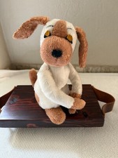 Vintage Dakin Dog Plush Brown White Sleepy Felt Eyes Hook Loop Hands 1976 Korea