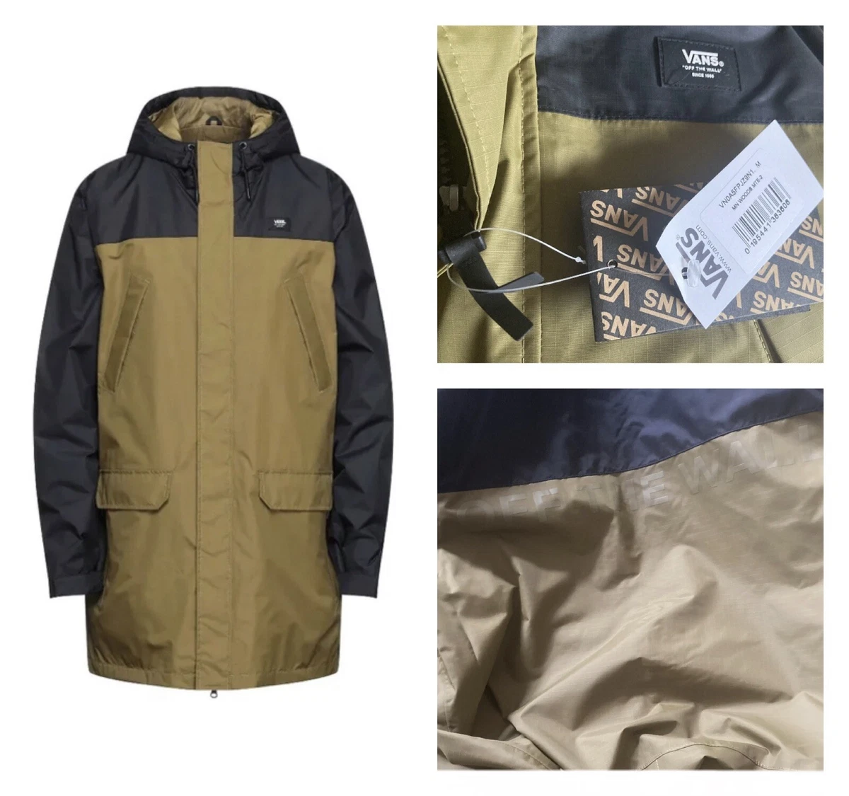 $180 VANS OFF THE WALL TECHNO FABRIC NYLON MTE RAIN COAT JACKET SHELL PARKA M