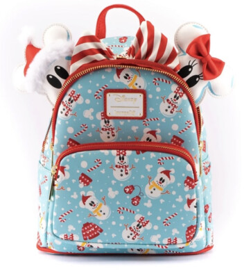 DISNEY LOUNGEFLY MICKEY MINNIE MOUSE SNOWMAN MINI BACKPACK PURSE Loungefly Disney Minnie Pastel Figural Snowman Mini Backpack  main image 4