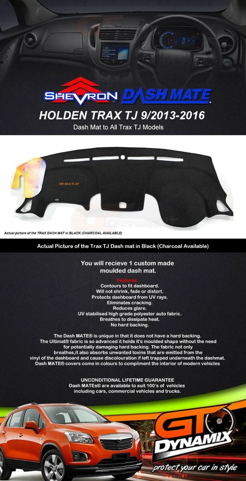 DASH MAT HOLDEN TRAX TJ LS LTZ LT 9/2013-2016 DM1331 BLACK or CHARC - image 2 of 4