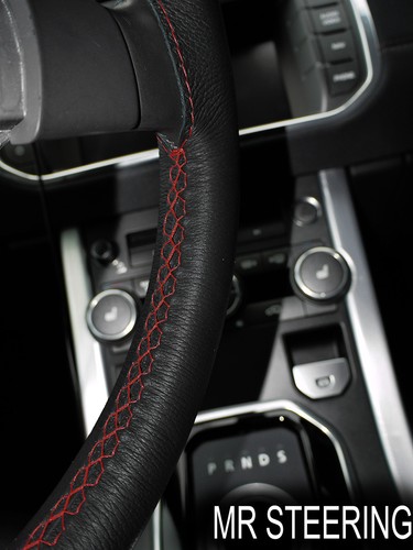 FOR MERCEDES CLK W208 96-02 LEATHER STEERING WHEEL COVER DARK RED DOUBLE STITCH - Picture 2 of 4