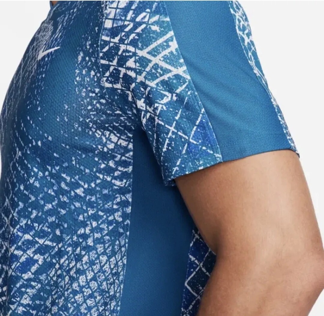 Nike Mens Court Dri-Fit Victory Tennis Shirt Top Blue White Medium