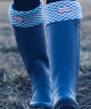 NEW Hunter Boot Sock Original Tall Sky/White Checker Med US W 5-7/EU 36-38/UK3-5