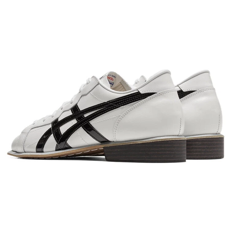 Zapatos de levantamiento de pesas ASICS 1163A006-100 blanco/negro cuero liso 2E nuevos Foto 4 de 4