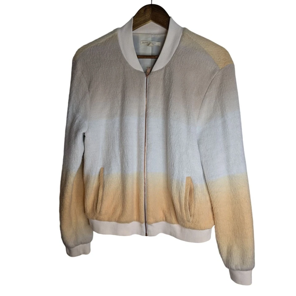 Chaqueta Bomber Anthropologie Paper Crown Naranja Difusa y Marfil Ombre Talla L