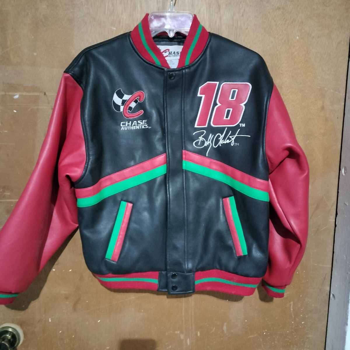 CHASE AUTHENTIC BOBBY LABONTE #18 NASCAR FAUX LEATHER JACKET YOUTH