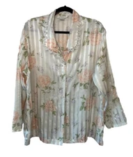 Fantasies By Morgan Taylor VTG White Coquette Floral Eyelet Top Or PJ Top M