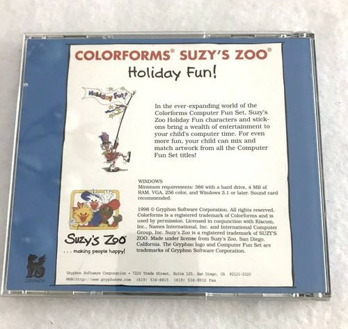 SUZY'S ZOO CD ROM HOLIDAY FUN WINDOWS 95 INSTRUCTIONS INCLUDED CD4 - Picture 3 of 10