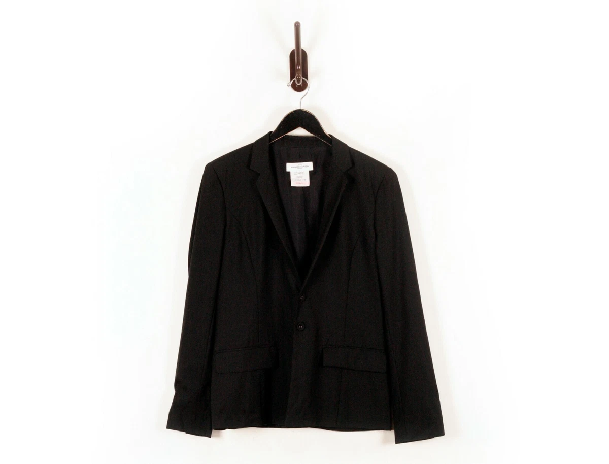 Balenciaga Black Wool Casual Blazer Back Slit France 42 Le Dix Paris Vintage
