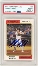 Corbin Carroll Signed 2023 Topps Heritage Card #209 PSA 9/10 Auto RC Rookie