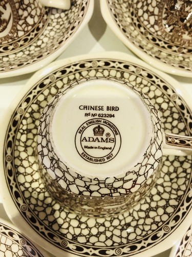 8 X VINTAGE BROWN & WHITE ADAMS CHINESE BIRD TEA CUPS SAUCERS & CAKE PLATES AY54 - Picture 4 of 11