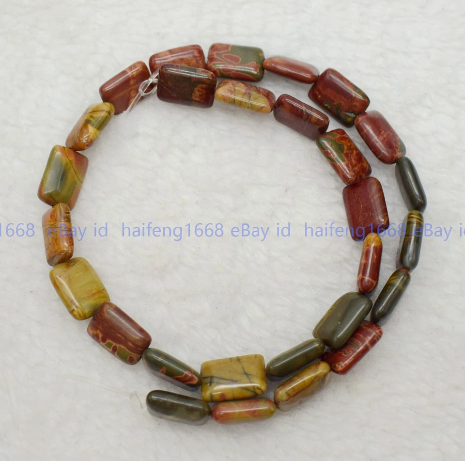 Großhandel 13x18mm Rechteck Mehrfarbig Picasso Jasper Edelstein Lose Perlen 38cm - Bild 3 von 4