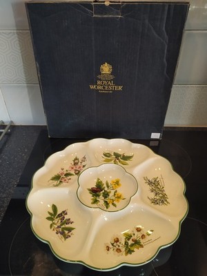 ROYAL WORCESTER BOXED KRÄUTER RUND CRUDITE SCHALE 13,75'' Durchmesser